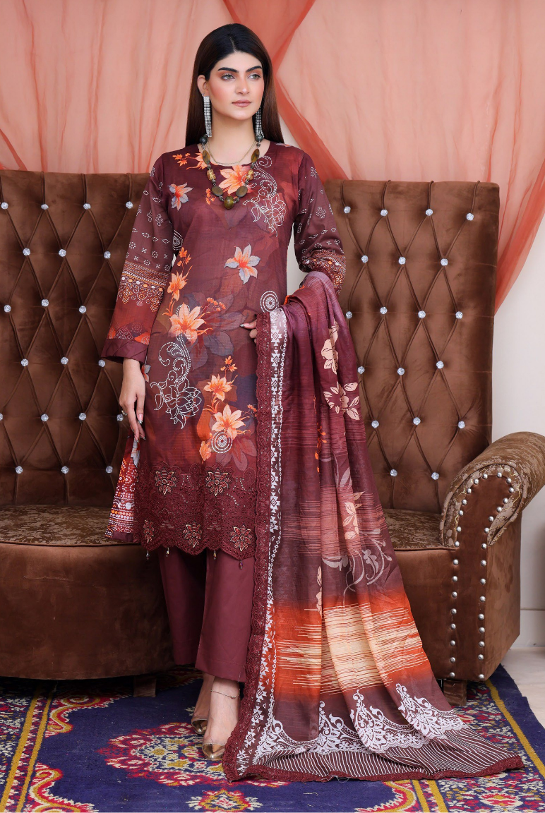 3 Piece Lawn Suit-Embroidered (Unstitched)