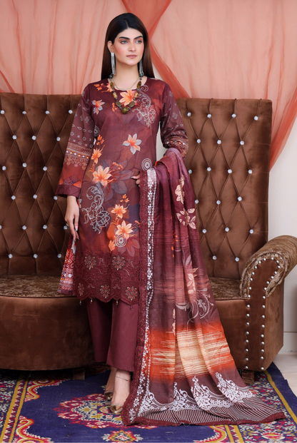 3 Piece Lawn Suit-Embroidered (Unstitched)