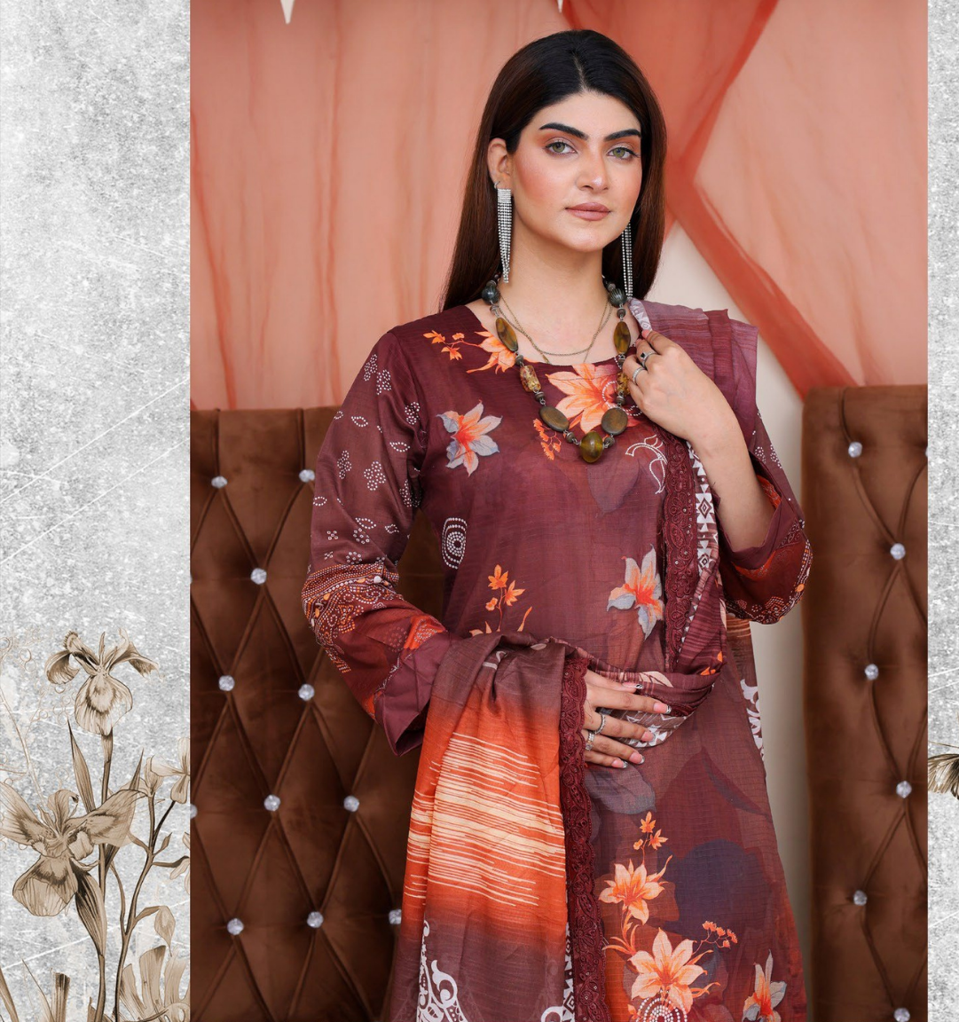 3 Piece Lawn Suit-Embroidered (Unstitched)